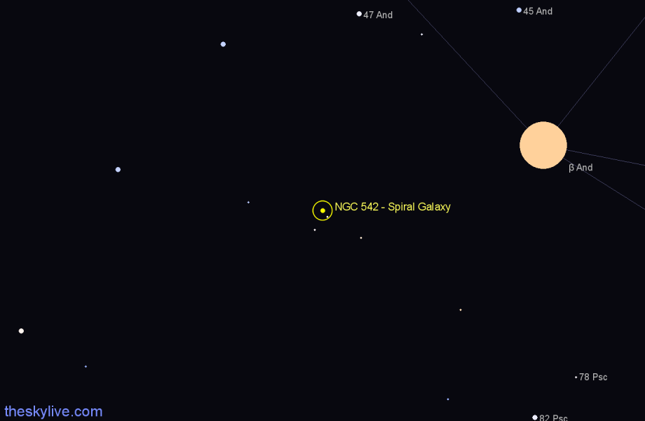 Finder chart NGC 542 - Spiral Galaxy in Andromeda star