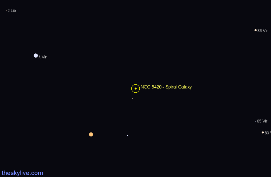 Finder chart NGC 5420 - Spiral Galaxy in Virgo star