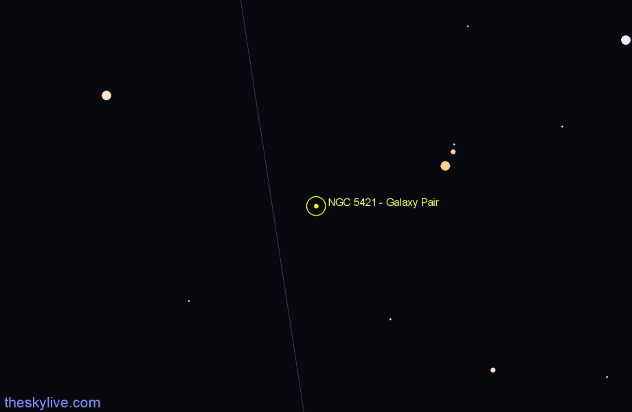 Finder chart NGC 5421 - Galaxy Pair in Canes Venatici star