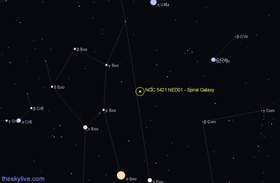 Finder chart NGC 5421 NED01 - Spiral Galaxy in Canes Venatici star