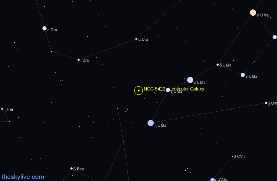 Finder chart NGC 5422 - Lenticular Galaxy in Ursa Major star