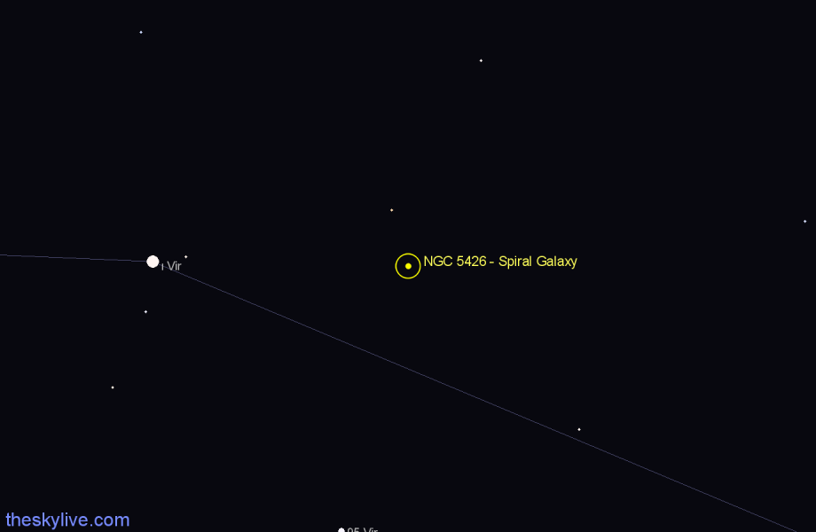 Finder chart NGC 5426 - Spiral Galaxy in Virgo star