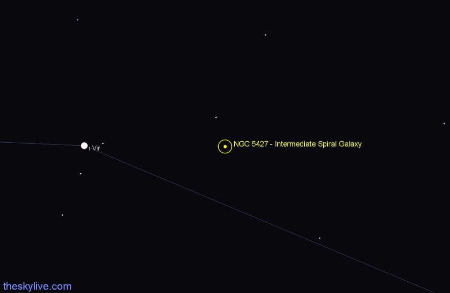 Finder chart NGC 5427 - Intermediate Spiral Galaxy in Virgo star