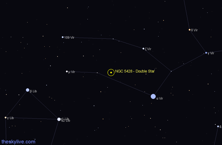 Finder chart NGC 5428 - Double Star in Virgo star