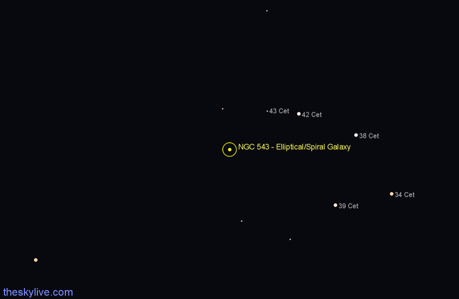 Finder chart NGC 543 - Elliptical/Spiral Galaxy in Cetus star