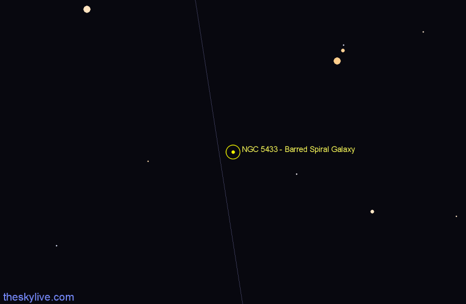 Finder chart NGC 5433 - Barred Spiral Galaxy in Canes Venatici star