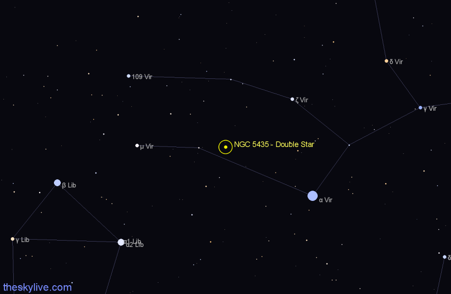 Finder chart NGC 5435 - Double Star in Virgo star