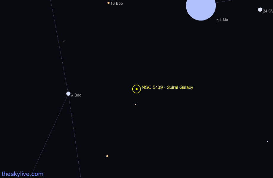 Finder chart NGC 5439 - Spiral Galaxy in Canes Venatici star