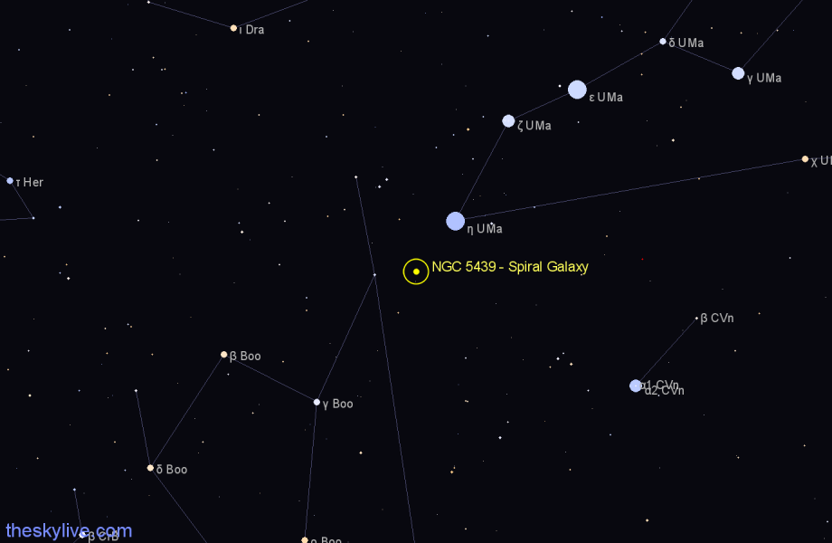 Finder chart NGC 5439 - Spiral Galaxy in Canes Venatici star