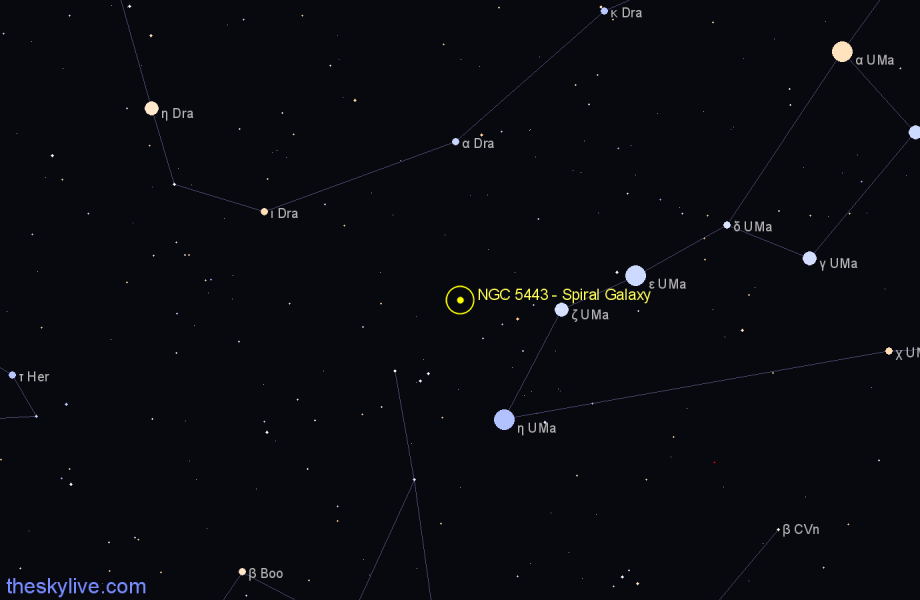 Finder chart NGC 5443 - Spiral Galaxy in Ursa Major star