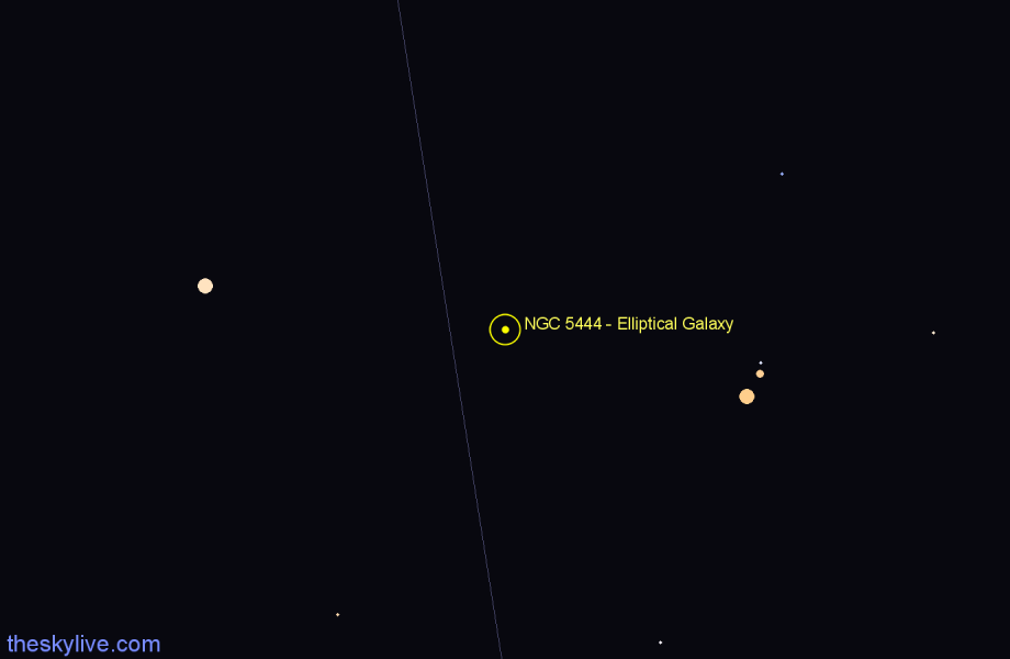 Finder chart NGC 5444 - Elliptical Galaxy in Canes Venatici star