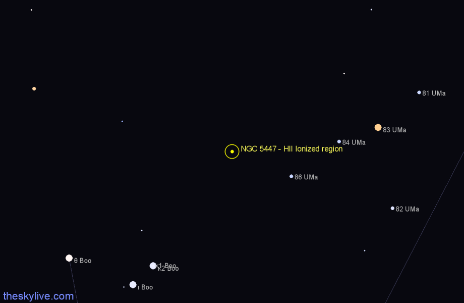 Finder chart NGC 5447 - HII Ionized region in Ursa Major star