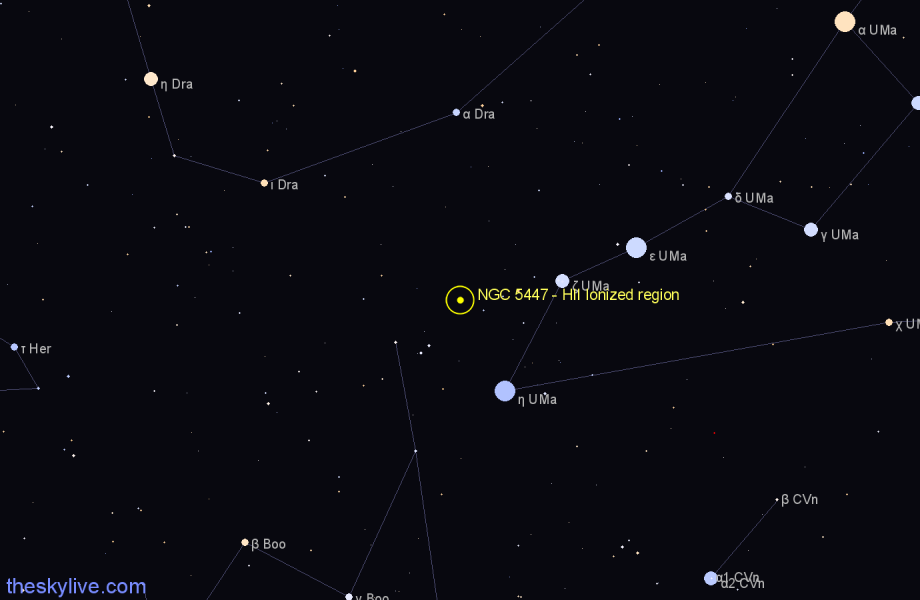 Finder chart NGC 5447 - HII Ionized region in Ursa Major star