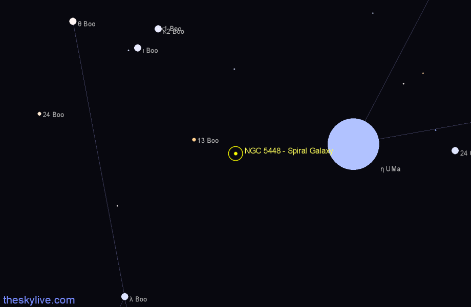 Finder chart NGC 5448 - Spiral Galaxy in Ursa Major star