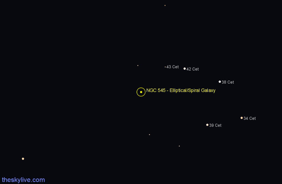 Finder chart NGC 545 - Elliptical/Spiral Galaxy in Cetus star