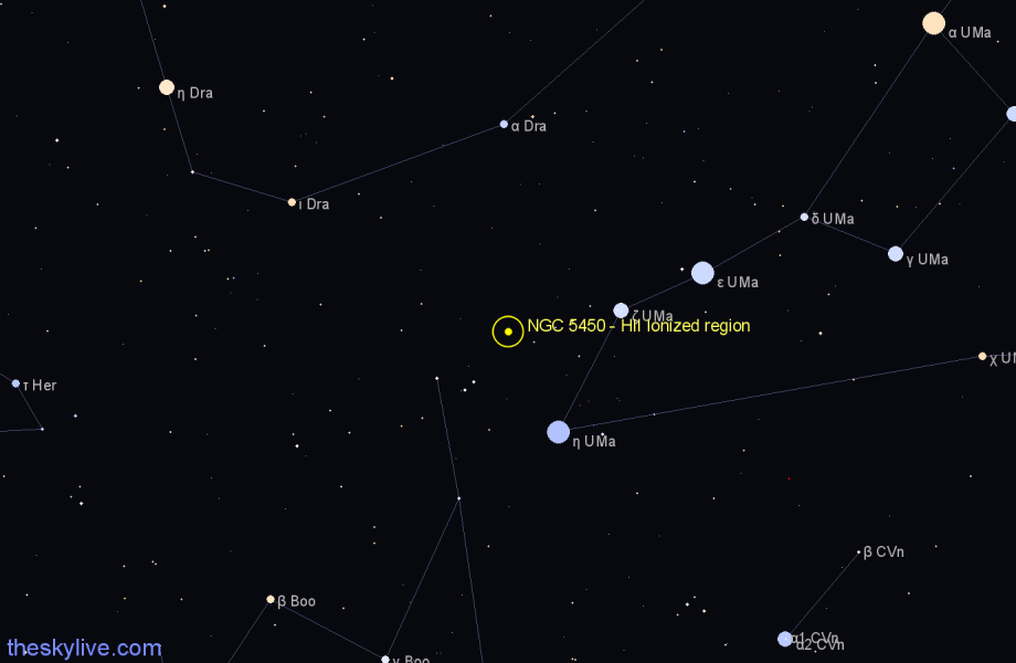 Finder chart NGC 5450 - HII Ionized region in Ursa Major star