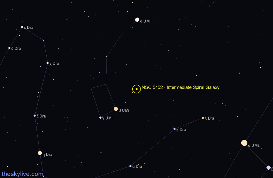 Finder chart NGC 5452 - Intermediate Spiral Galaxy in Ursa Minor star