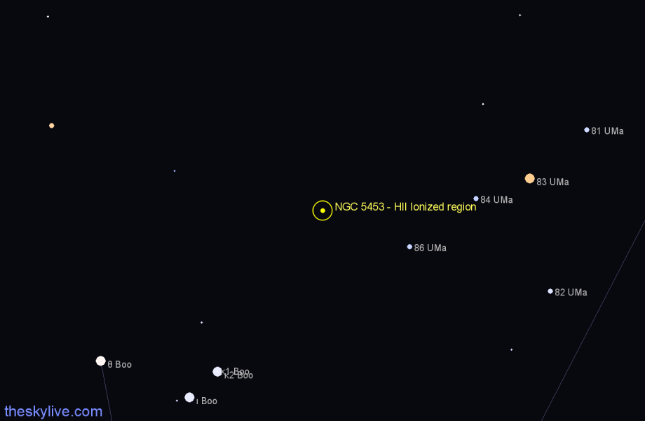 Finder chart NGC 5453 - HII Ionized region in Ursa Major star