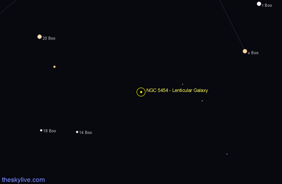 Finder chart NGC 5454 - Lenticular Galaxy in Boötes star