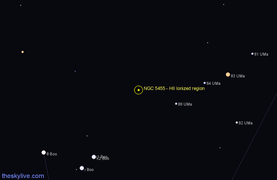 Finder chart NGC 5455 - HII Ionized region in Ursa Major star