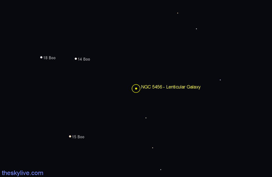 Finder chart NGC 5456 - Lenticular Galaxy in Boötes star