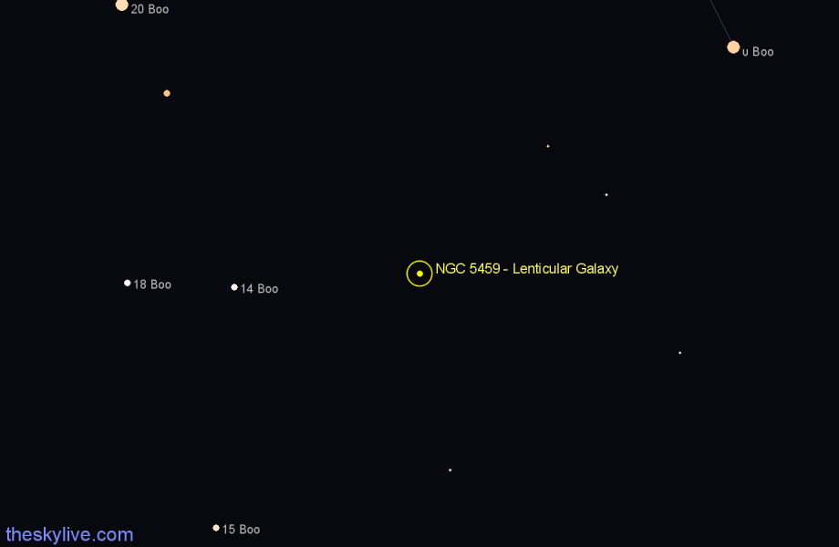 Finder chart NGC 5459 - Lenticular Galaxy in Boötes star