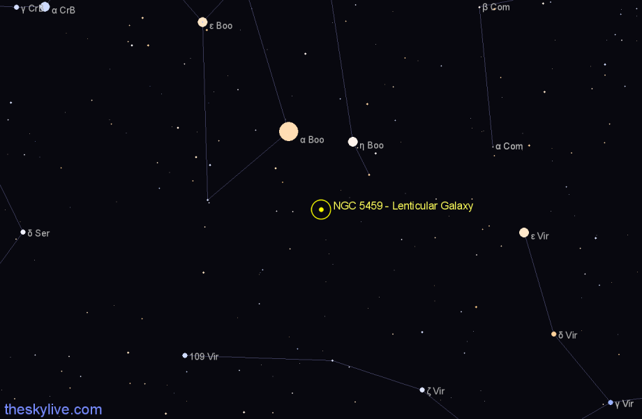 Finder chart NGC 5459 - Lenticular Galaxy in Boötes star