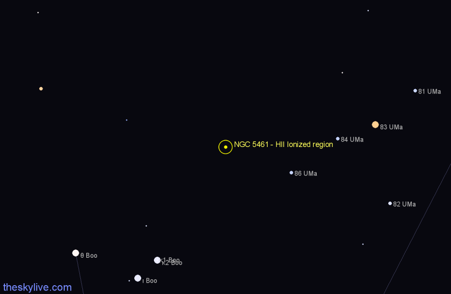 Finder chart NGC 5461 - HII Ionized region in Ursa Major star