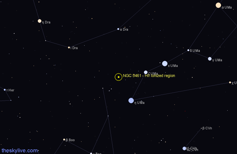 Finder chart NGC 5461 - HII Ionized region in Ursa Major star