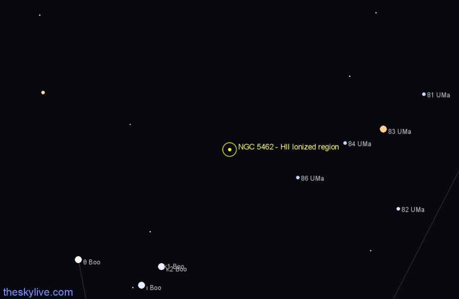 Finder chart NGC 5462 - HII Ionized region in Ursa Major star