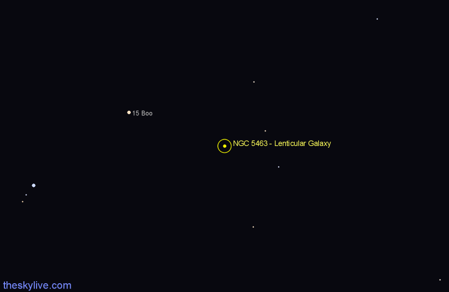 Finder chart NGC 5463 - Lenticular Galaxy in Boötes star