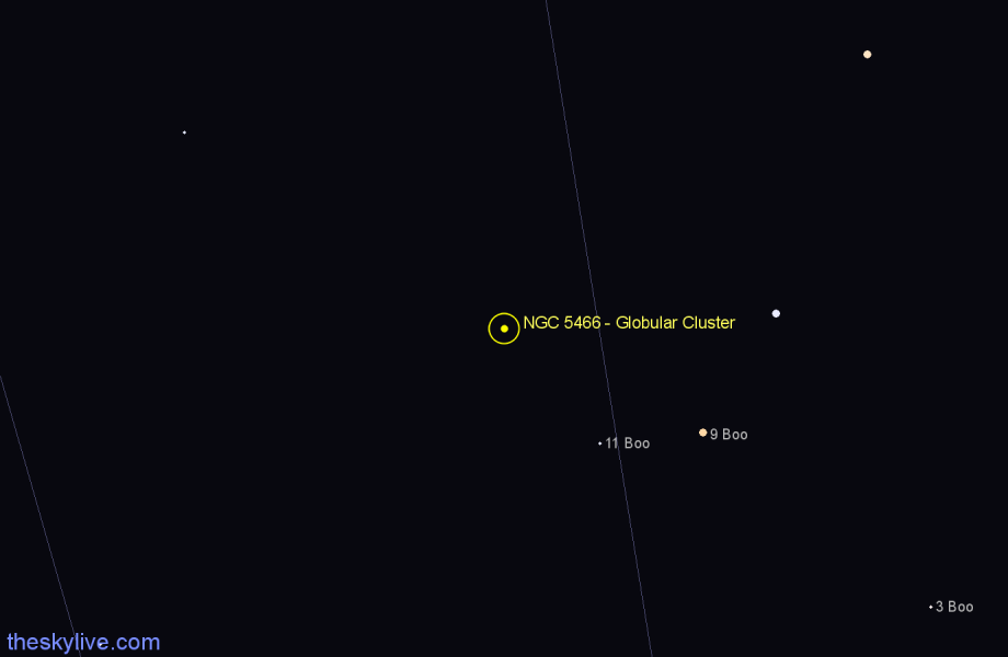 Finder chart NGC 5466 - Globular Cluster in Boötes star