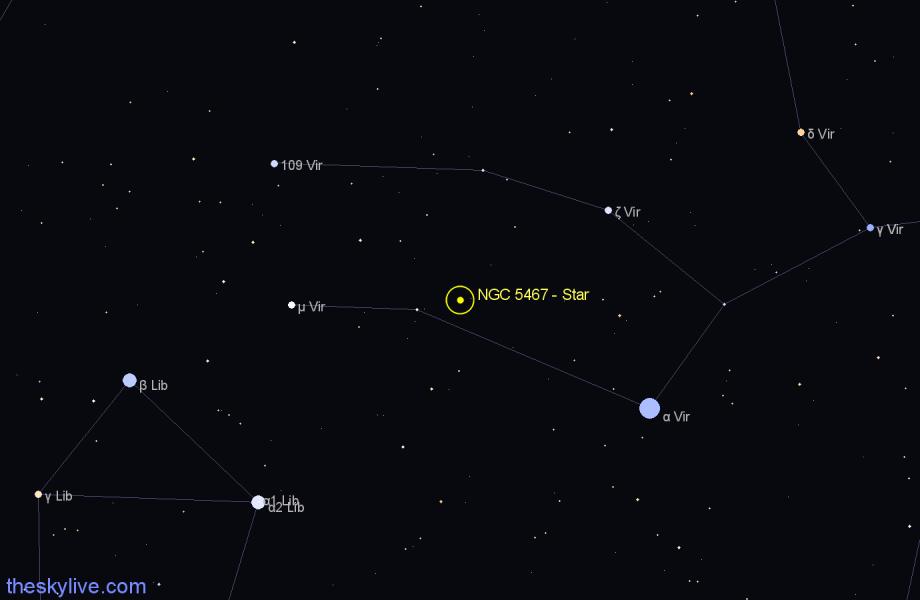 Finder chart NGC 5467 - Star in Virgo star