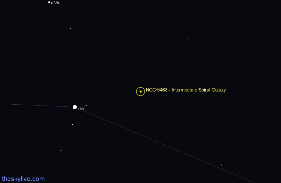 Finder chart NGC 5468 - Intermediate Spiral Galaxy in Virgo star