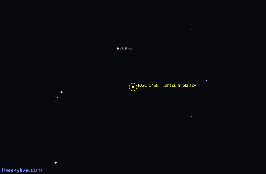 Finder chart NGC 5469 - Lenticular Galaxy in Boötes star