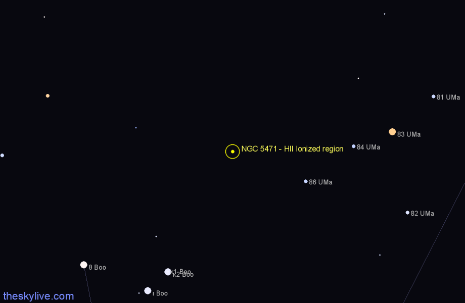 Finder chart NGC 5471 - HII Ionized region in Ursa Major star