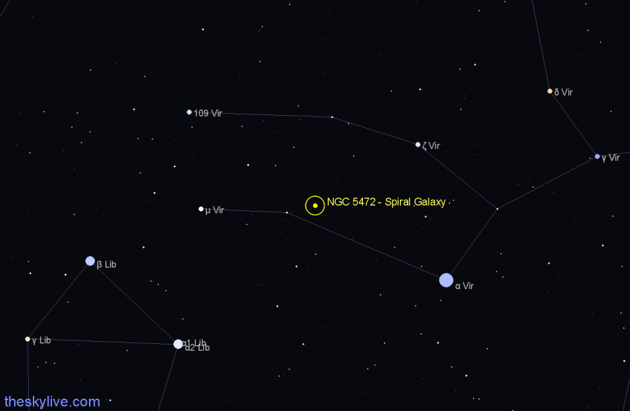 Finder chart NGC 5472 - Spiral Galaxy in Virgo star