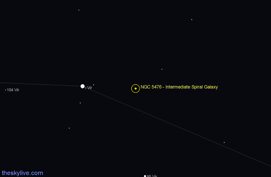 Finder chart NGC 5476 - Intermediate Spiral Galaxy in Virgo star