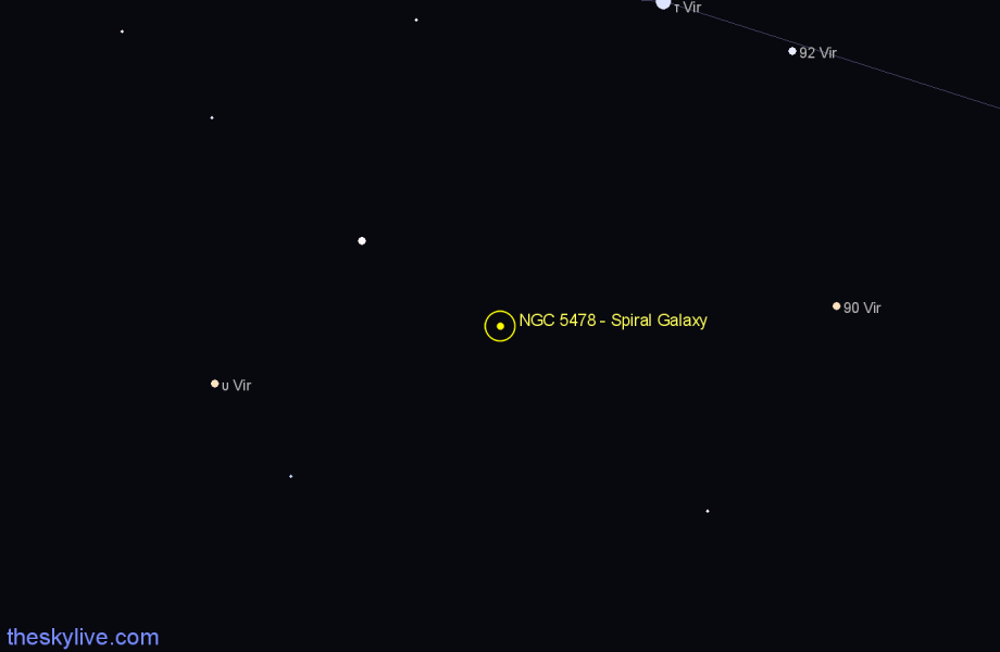 Finder chart NGC 5478 - Spiral Galaxy in Virgo star