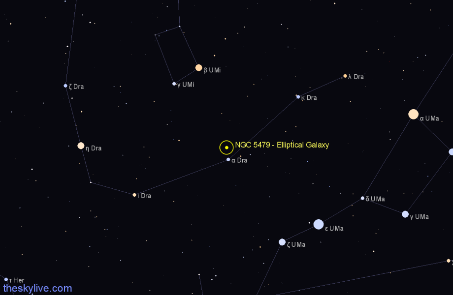 Finder chart NGC 5479 - Elliptical Galaxy in Ursa Minor star