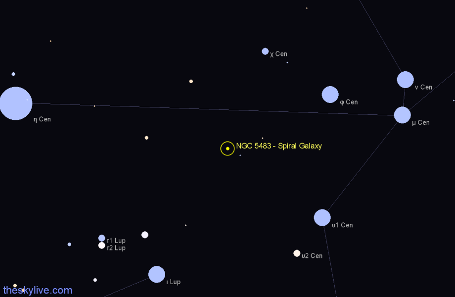 Finder chart NGC 5483 - Spiral Galaxy in Centaurus star