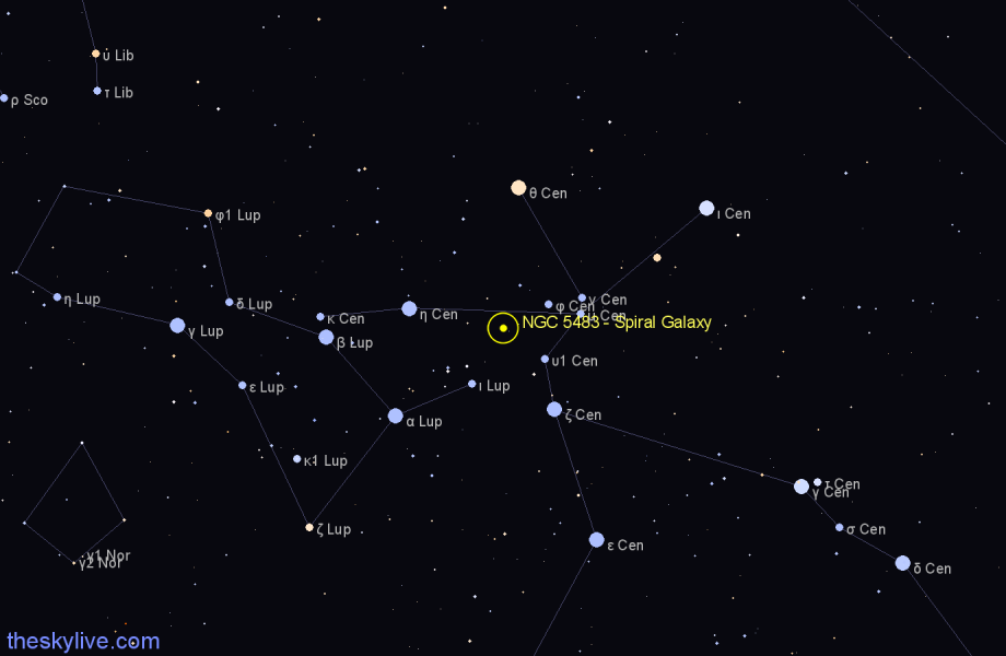 Finder chart NGC 5483 - Spiral Galaxy in Centaurus star