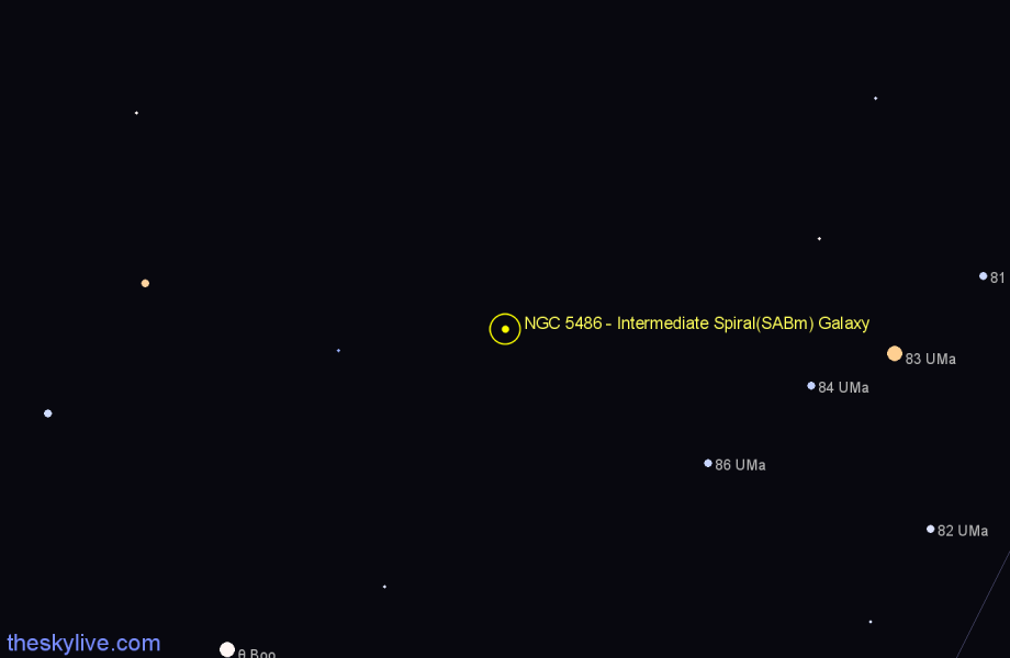 Finder chart NGC 5486 - Intermediate Spiral(SABm) Galaxy in Ursa Major star