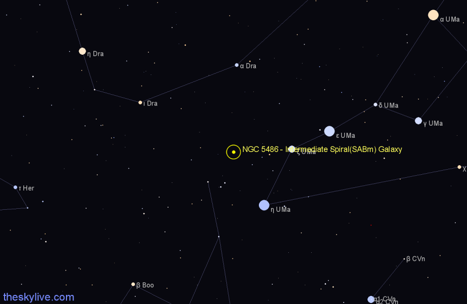 Finder chart NGC 5486 - Intermediate Spiral(SABm) Galaxy in Ursa Major star