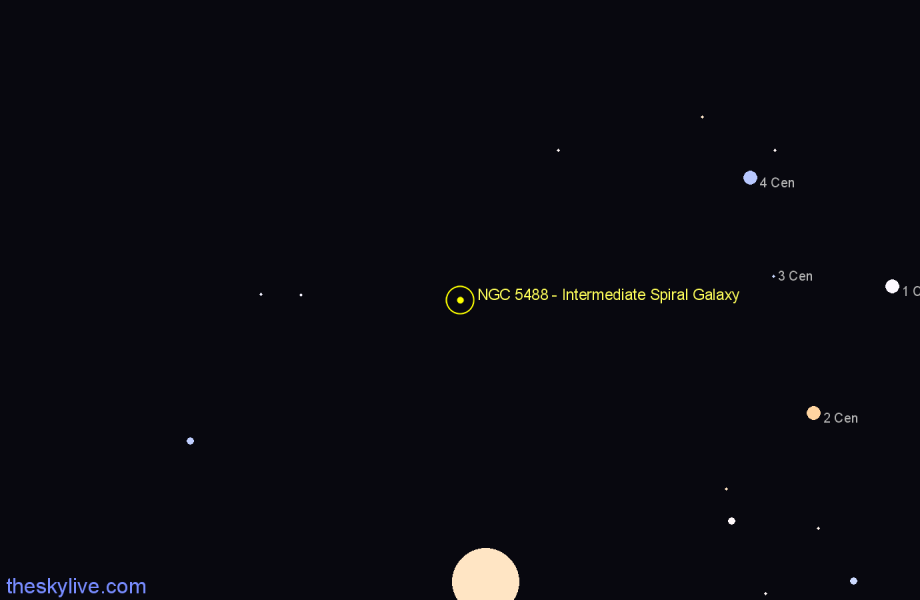 Finder chart NGC 5488 - Intermediate Spiral Galaxy in Centaurus star