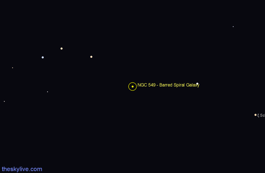 Finder chart NGC 549 - Barred Spiral Galaxy in Sculptor star