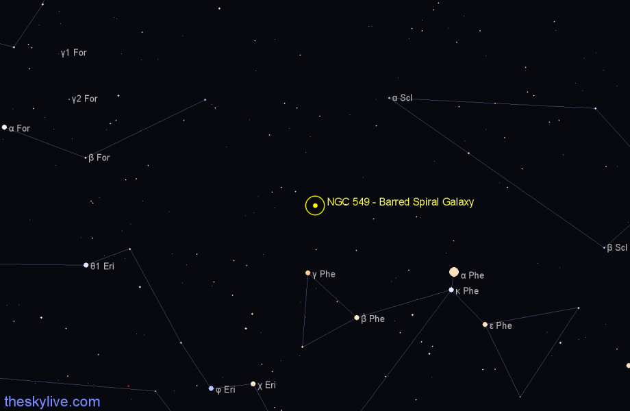 Finder chart NGC 549 - Barred Spiral Galaxy in Sculptor star