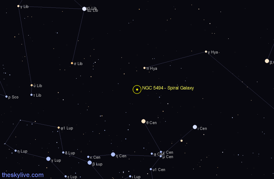 Finder chart NGC 5494 - Spiral Galaxy in Centaurus star