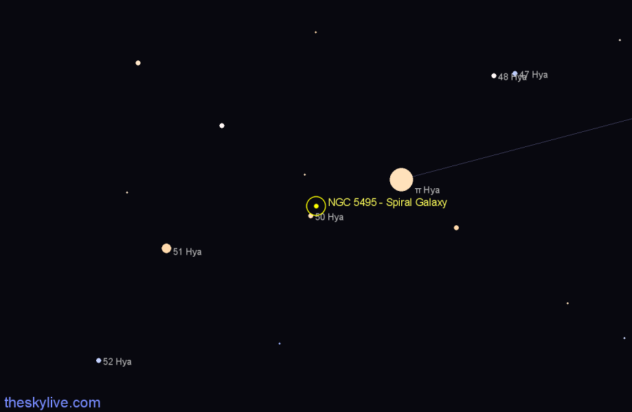 Finder chart NGC 5495 - Spiral Galaxy in Hydra star