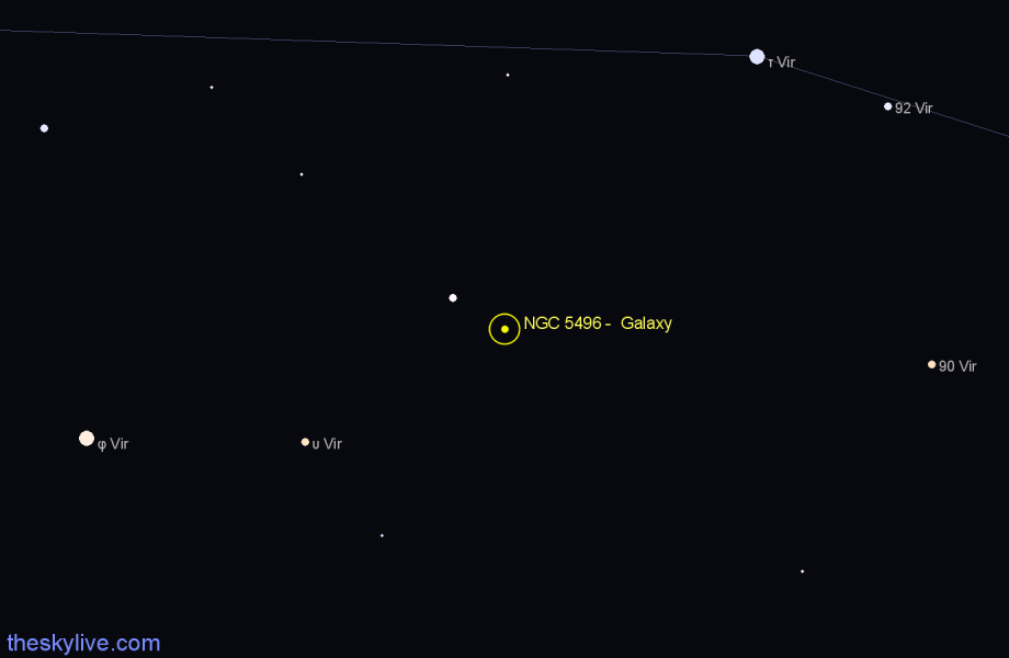 Finder chart NGC 5496 -  Galaxy in Virgo star